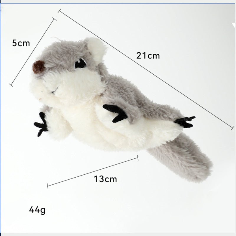 Flapping Lifelike Sounding & Rechargeable Electric Squirrel With Catnip Cat Toy - Weriion