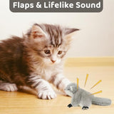 Flapping Lifelike Sounding & Rechargeable Electric Squirrel With Catnip Cat Toy - Weriion