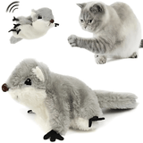 Flapping Lifelike Sounding & Rechargeable Electric Squirrel With Catnip Cat Toy - Weriion