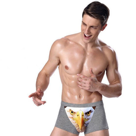 Four - horned Wolf Head Big Bird Sexy Men's Underpants Underwear - Weriion