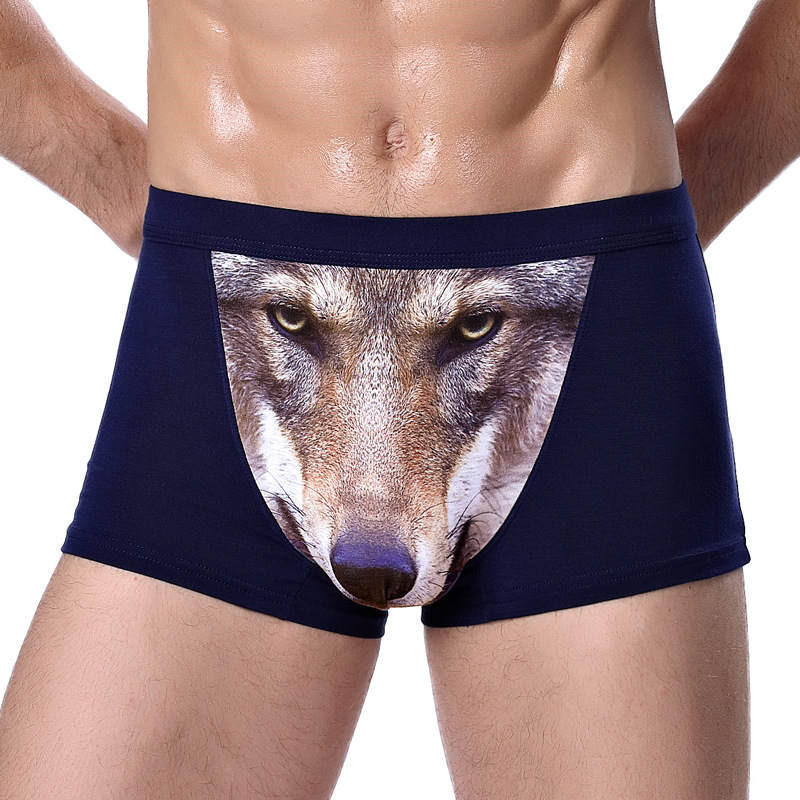 Four - horned Wolf Head Big Bird Sexy Men's Underpants Underwear - Weriion