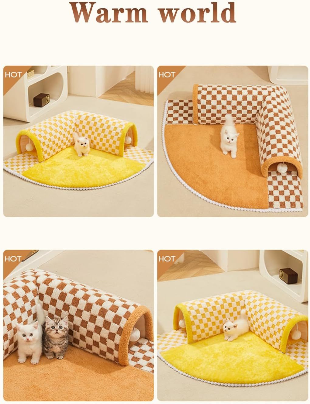 Funny Comfortable Indoor Bed Mat Cat Tunnel With Scratch Ball - Weriion