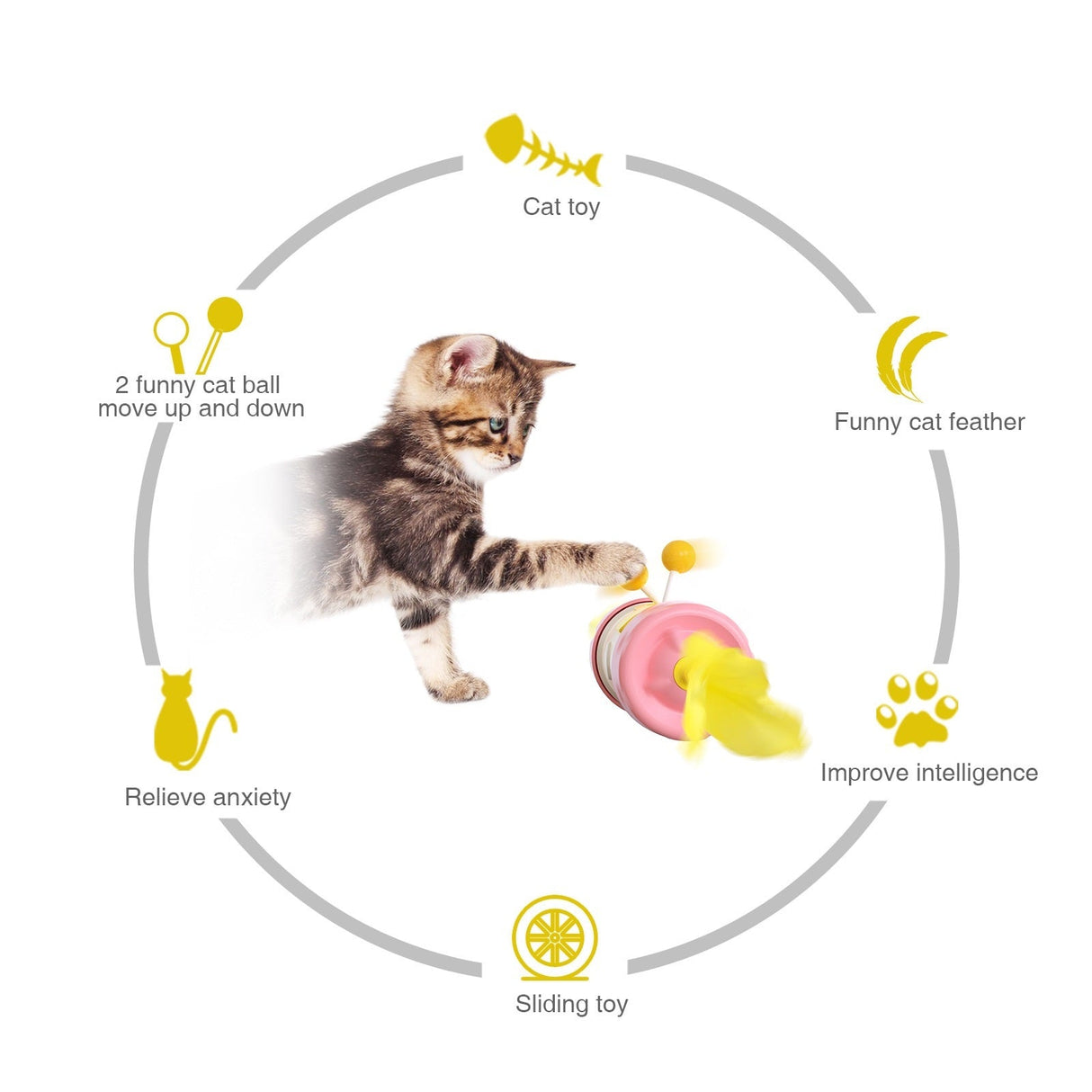 Funny Moving Chasing Training Feather Cat Kitten Toys - Weriion