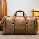 Genuine Leather Men's Business Travel Top Layer Cowhide One - shoulder Duffle Bag - Weriion