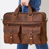 Genuine Leather Men's Shoulder Laptop Computer Bag Briefcase - Weriion