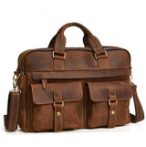 Genuine Leather Men's Shoulder Laptop Computer Bag Briefcase - Weriion