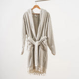 Grey Housecoat Handwoven Cotton Bathrobe