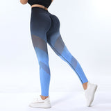 Gradient Printed Yoga Pants Seamless High Waist Hip Lifting Fitness Leggings For Women Quick Drying Tights - Weriion