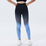 Gradient Printed Yoga Pants Seamless High Waist Hip Lifting Fitness Leggings For Women Quick Drying Tights - Weriion