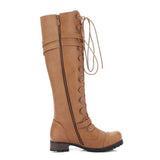 High Over The Knee Round Toe Lace - Up Women's Boots - Weriion