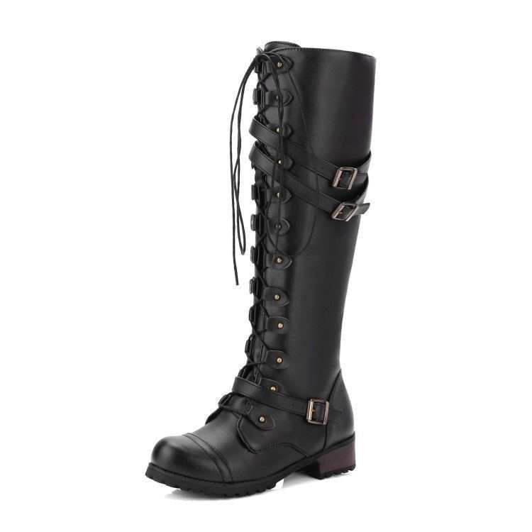 High Over The Knee Round Toe Lace - Up Women's Boots - Weriion