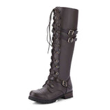 High Over The Knee Round Toe Lace - Up Women's Boots - Weriion