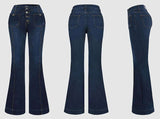 High Waist Multiple Buttons Slim Fit Denim Women's Pants Jeans - Weriion