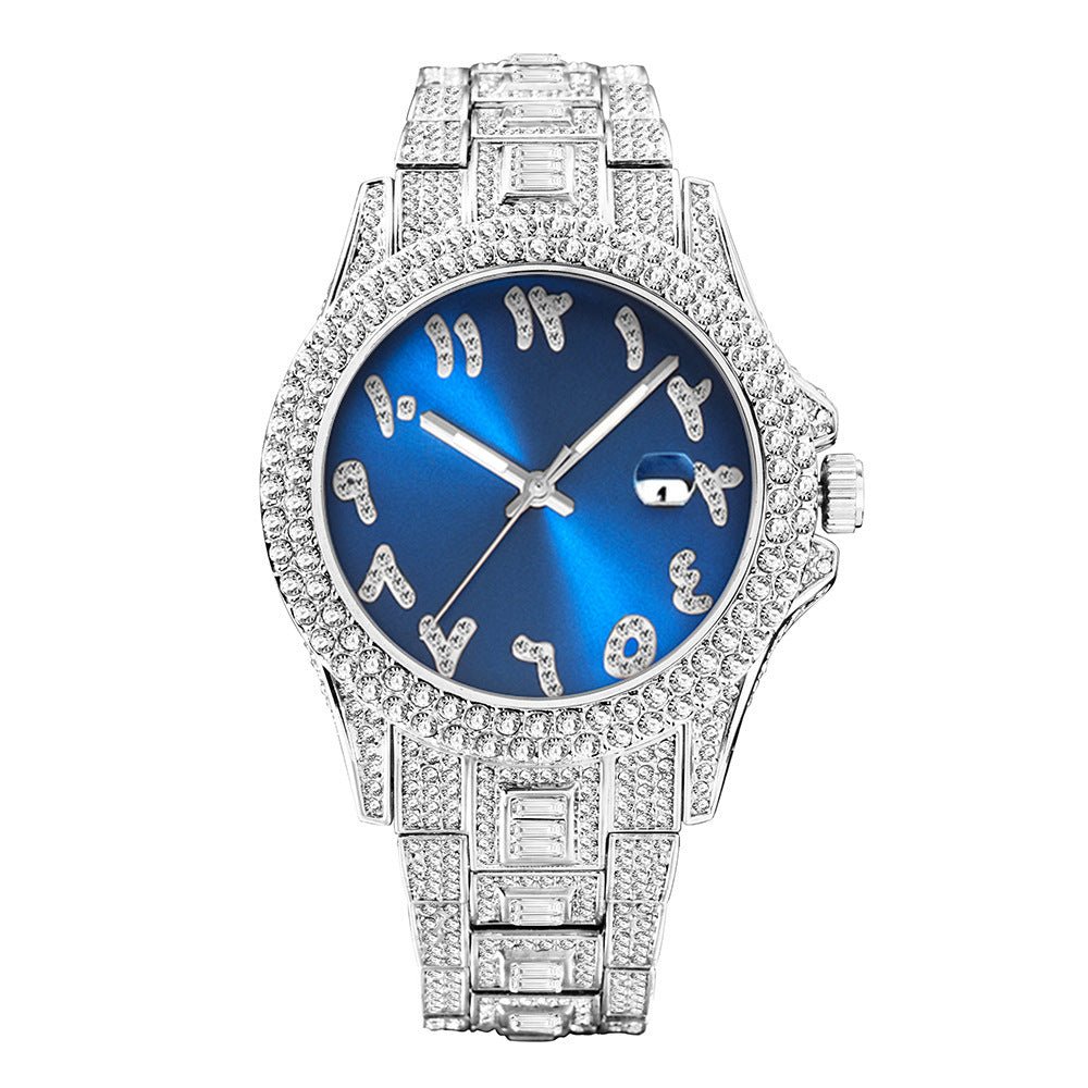 Hip Hop Full Diamond Business Men's Waterproof Quartz Watches - Weriion