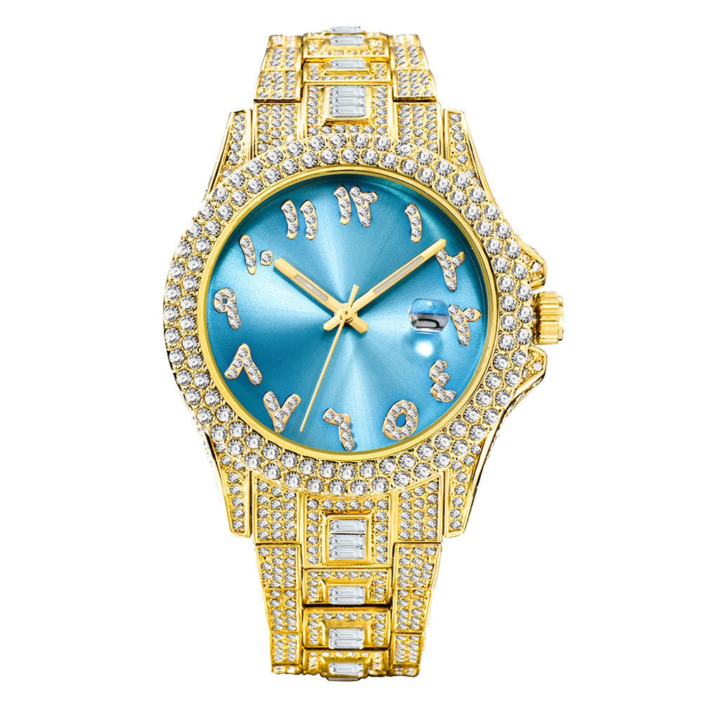 Hip Hop Full Diamond Business Men's Waterproof Quartz Watches - Weriion