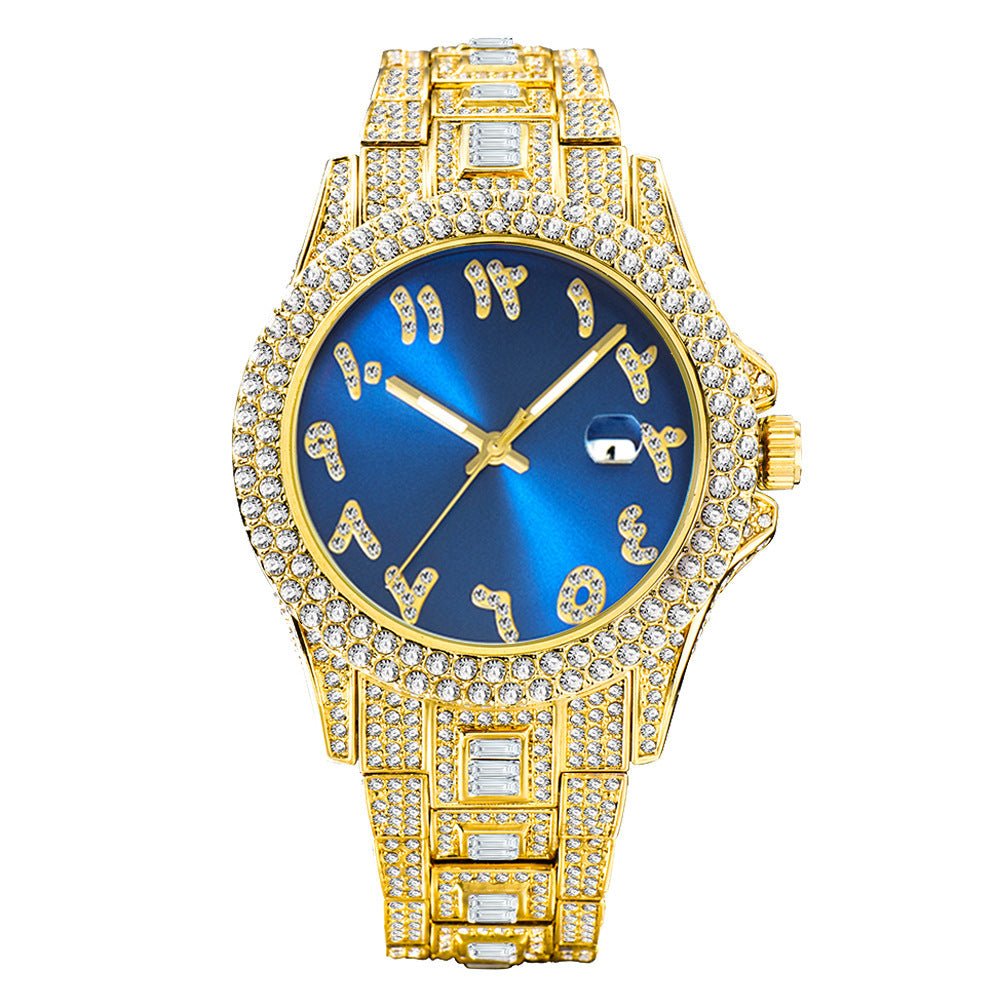 Hip Hop Full Diamond Business Men's Waterproof Quartz Watches - Weriion