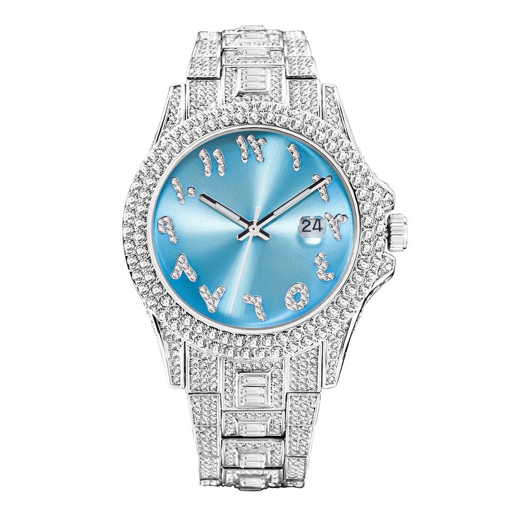 Hip Hop Full Diamond Business Men's Waterproof Quartz Watches - Weriion