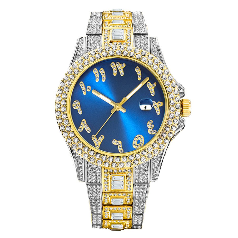 Hip Hop Full Diamond Business Men's Waterproof Quartz Watches - Weriion