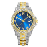 Hip Hop Full Diamond Business Men's Waterproof Quartz Watches - Weriion