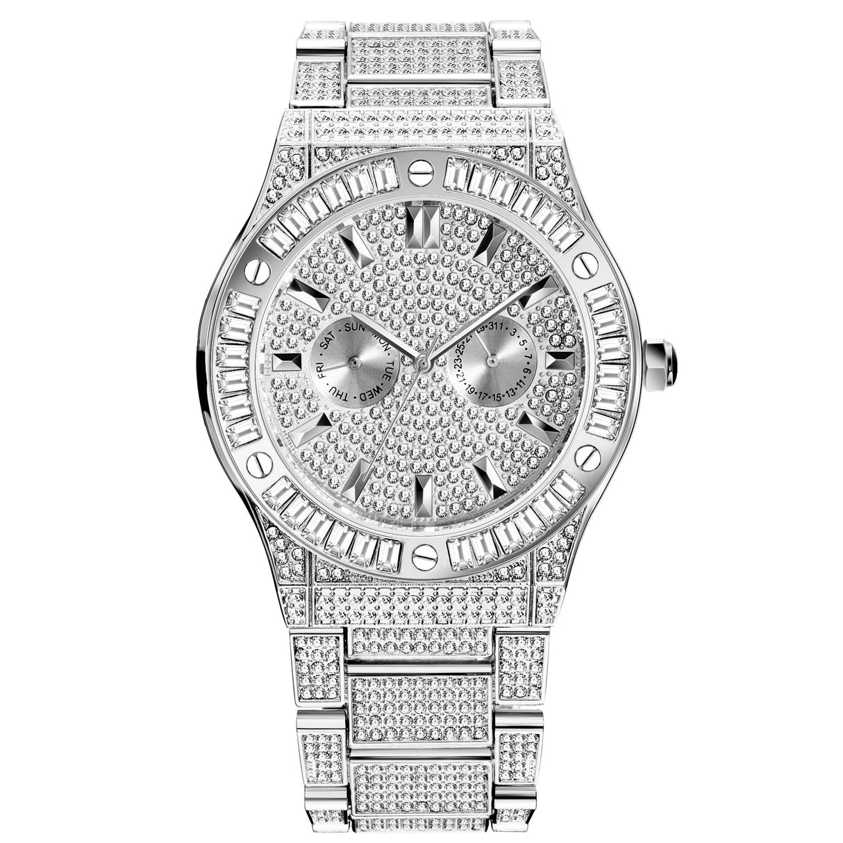 Hip Hop Style Diamond High - End Large Dial Waterproof Men's Quartz Watch - Weriion