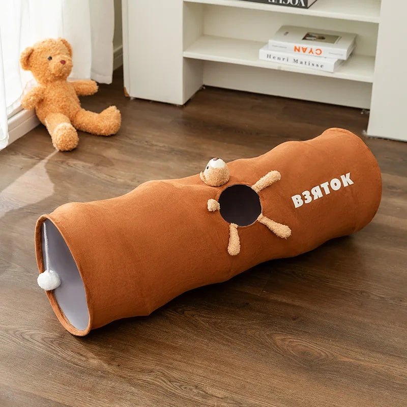 Indoor Collapsible Cat Kitty Tunnel Toys With Plush Ball Easy To Clean Cat Supplies - Weriion