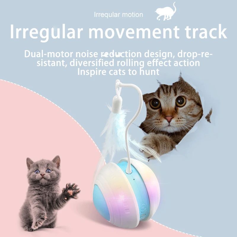 Irregular Electric Moving Feather Teasing Pet Cat Toy - Weriion