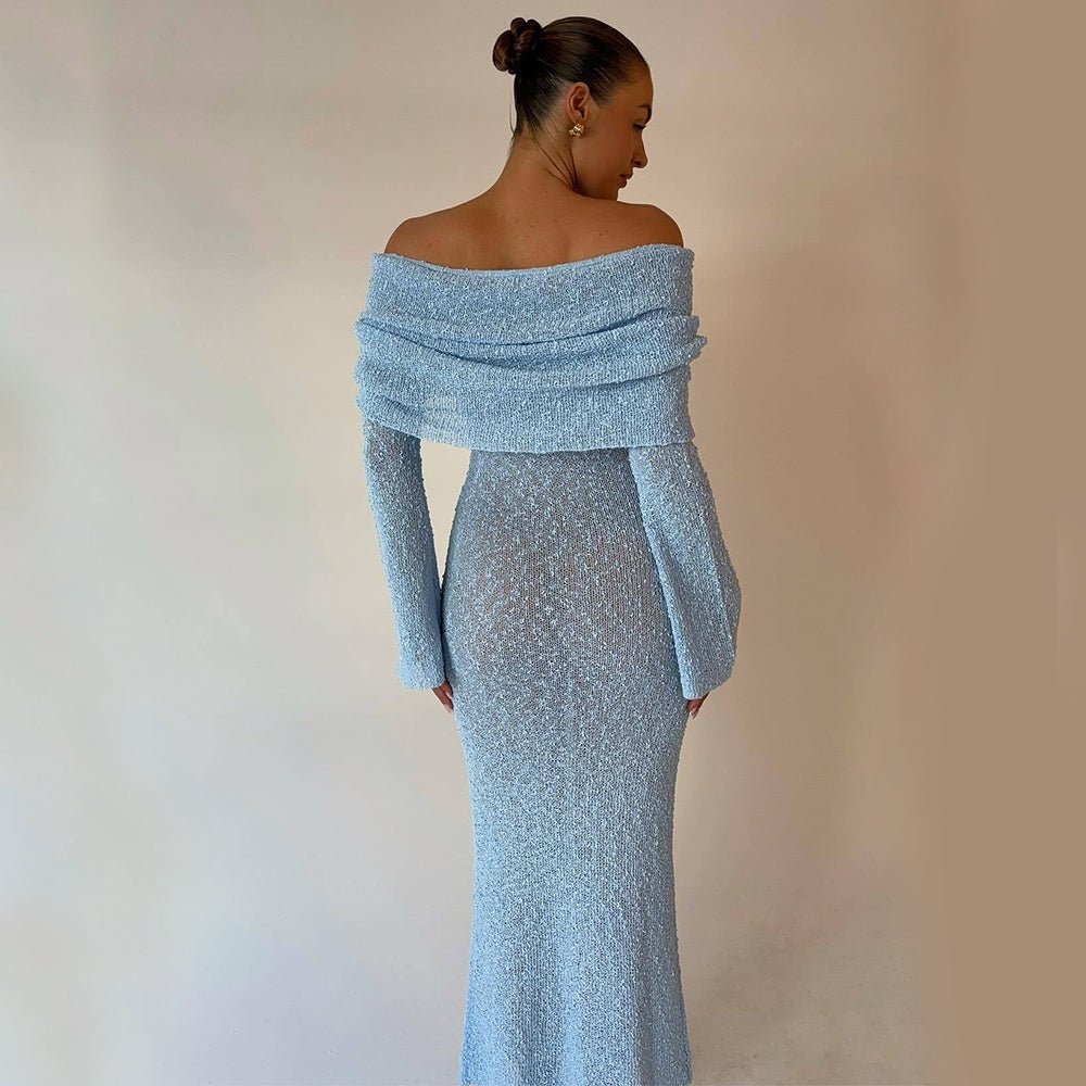 Knitted Long - Sleeved Dress For Women - Weriion