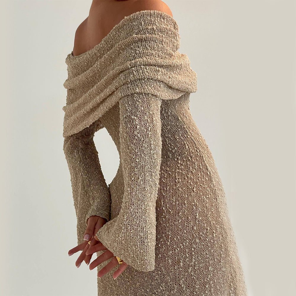 Knitted Long - Sleeved Dress For Women - Weriion