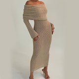 Knitted Long - Sleeved Dress For Women - Weriion