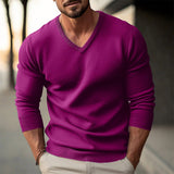 Knitted V - Neck Slim Fit Long Sleeve Sweater For Men - Weriion