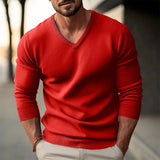 Knitted V - Neck Slim Fit Long Sleeve Sweater For Men - Weriion