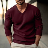 Knitted V - Neck Slim Fit Long Sleeve Sweater For Men - Weriion