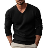 Knitted V - Neck Slim Fit Long Sleeve Sweater For Men - Weriion