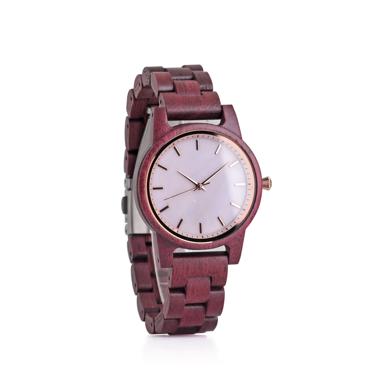 Ladies Casual Violet Wooden Women's Quartz Watch - Weriion