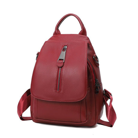 Ladies Multiple Compartments Leather Anti - Theft Backpack For Women - Weriion