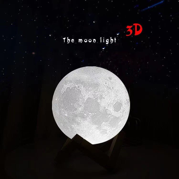 LED Moon Night Table Lamp With Wooden Base & 16 Different Colors - Weriion