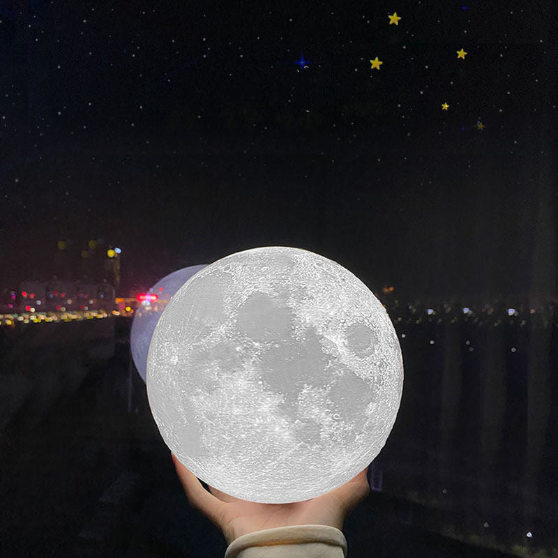 LED Moon Night Table Lamp With Wooden Base & 16 Different Colors - Weriion