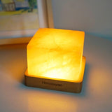 LED Square Wooden Base Himalayan Crystal Salt Lamp - Weriion