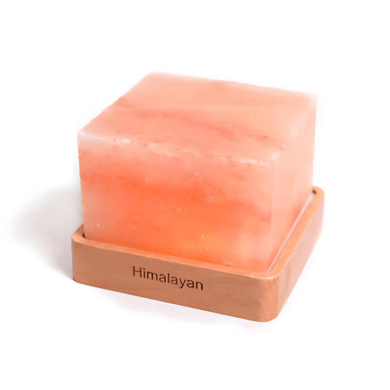 LED Square Wooden Base Himalayan Crystal Salt Lamp - Weriion