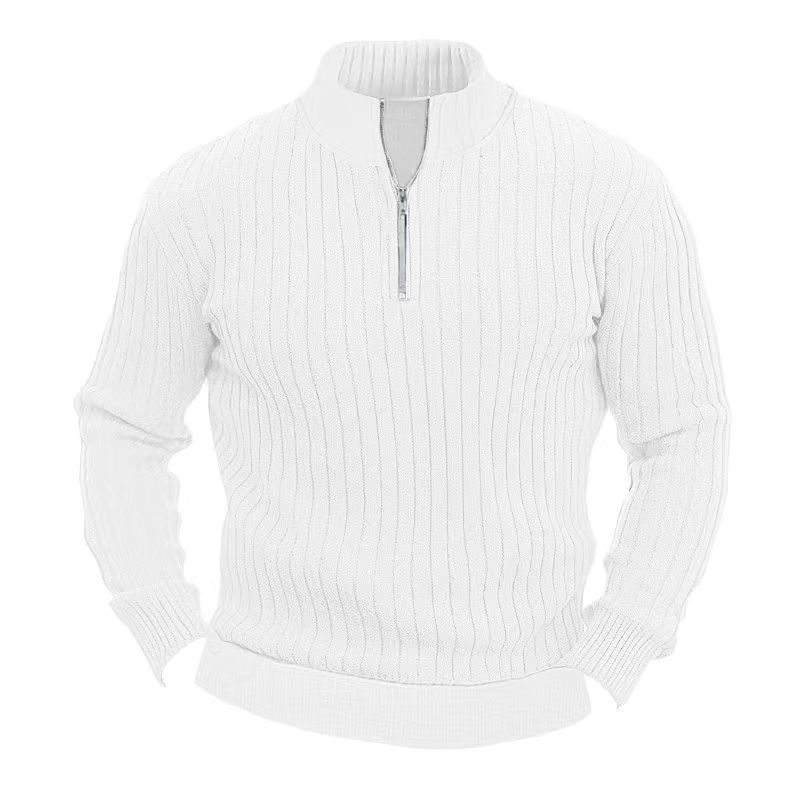 Leisure Pullover Solid Color Stand Collar Long Sleeve Men's Sweaters - Weriion