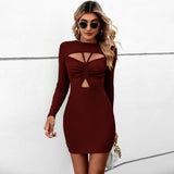 Long Sleeve Slim Fit Women's Dress - Weriion