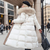 Long Slim Fit Fur Hooded Women's Warm Winter Jacket With Adjustable Belt - Weriion