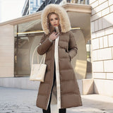 Long Slim Fit Fur Hooded Women's Warm Winter Jacket With Adjustable Belt - Weriion