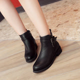 Low Round Toe Martin Boots Shoes For Women - Weriion