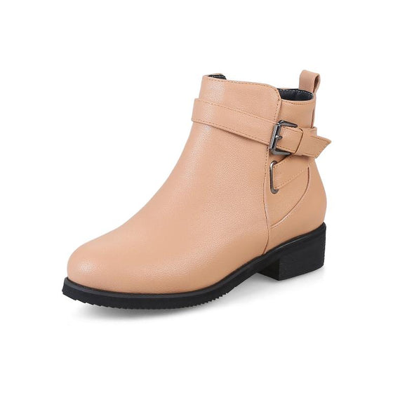 Low Round Toe Martin Boots Shoes For Women - Weriion