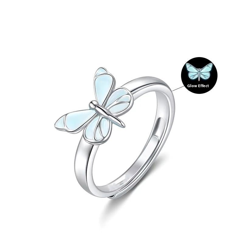 Luminous Blue Butterfly Ring - Weriion