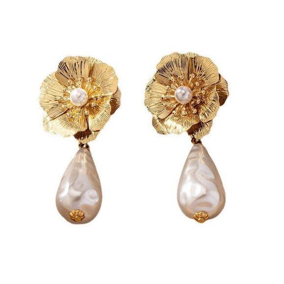 Luxury Elegant Flower Pearl Earrings - Weriion
