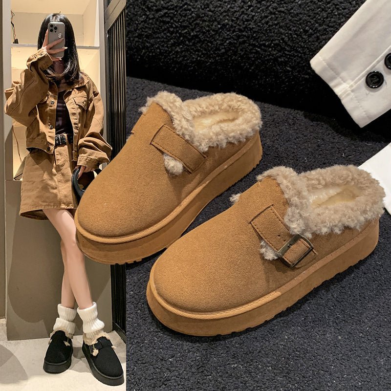 Luxury Winter Women's Shoes Plush Flat Sole Slippers - Weriion