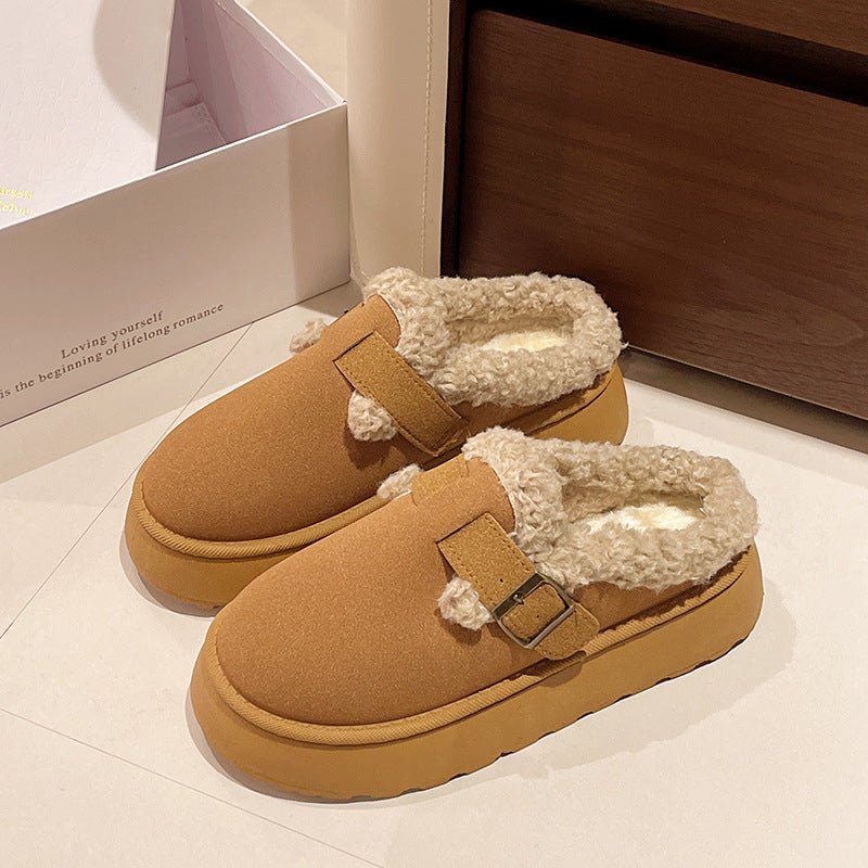 Luxury Winter Women's Shoes Plush Flat Sole Slippers - Weriion