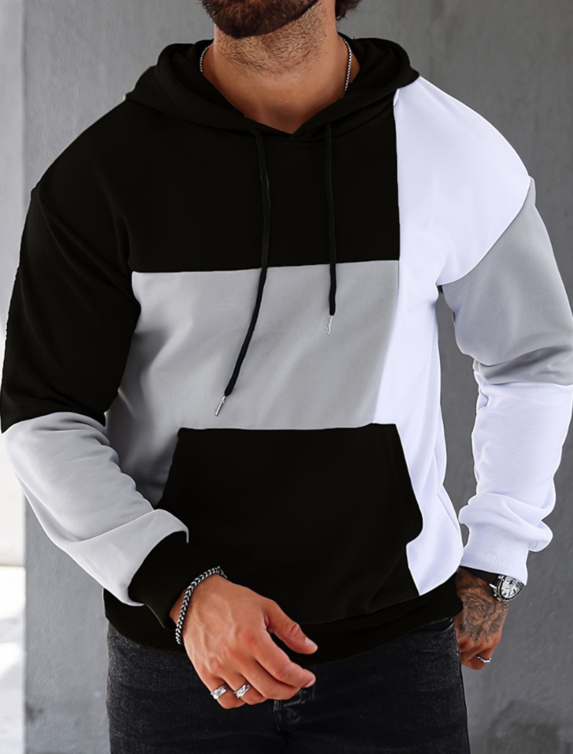 Men's 3D Hoodie Sweater With Color Matching Pattern - Weriion